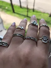 Docona 13 unids/set Bohemia Color de plata antiguo anillos conjuntos elefante Hamsa hueco anillos de nudillo para la joyería de las mujeres 4096