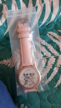 Zegarki-reloj de cuarzo con dibujos animados para mujer, nuevo accesorio de pulsera de cuero rosa con ratón