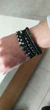3 unids/set cubo a la moda pulsera de cuentas de los hombres negro mate pulsera de cuentas de piedra conjuntos para hombres regalo de la joyería