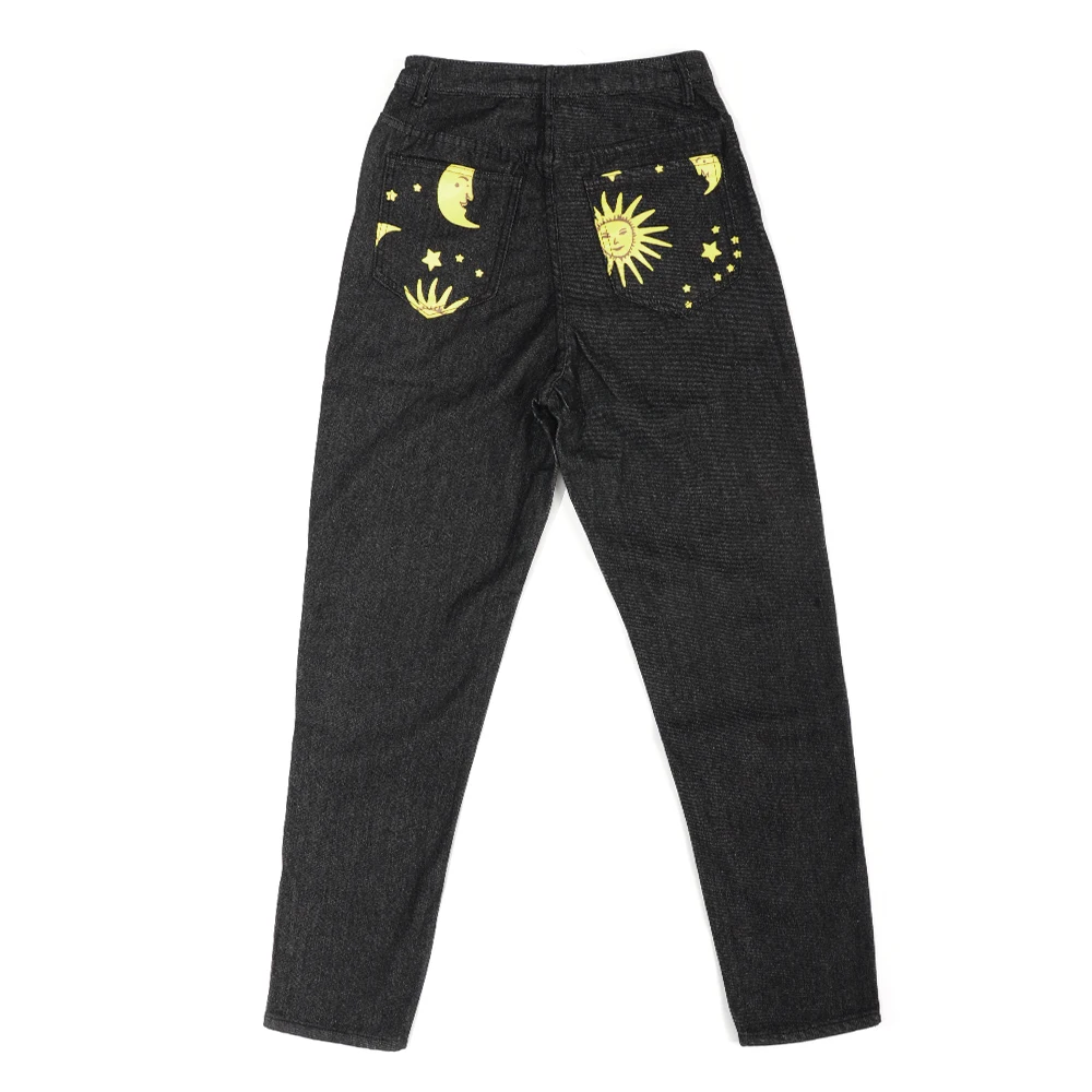 Fashion Sun Star Printed Pants Jeans Women Autumn Black High Waist Young Girls Chic Denim Trousers Woman Cool Boyfriends Jeans Fashion Sun Star Printed Pants Jeans Women Autumn Black High Waist Young Girls Chic Denim Trousers Woman Cool Boyfriends Jeans