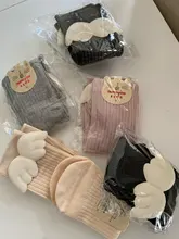 Calcetines de niñas bebé alas de ángel para niña pequeña, calcetín largo de algodón suave para niños, calcetines sólidos para niños de 0 a 8 años hasta la rodilla
