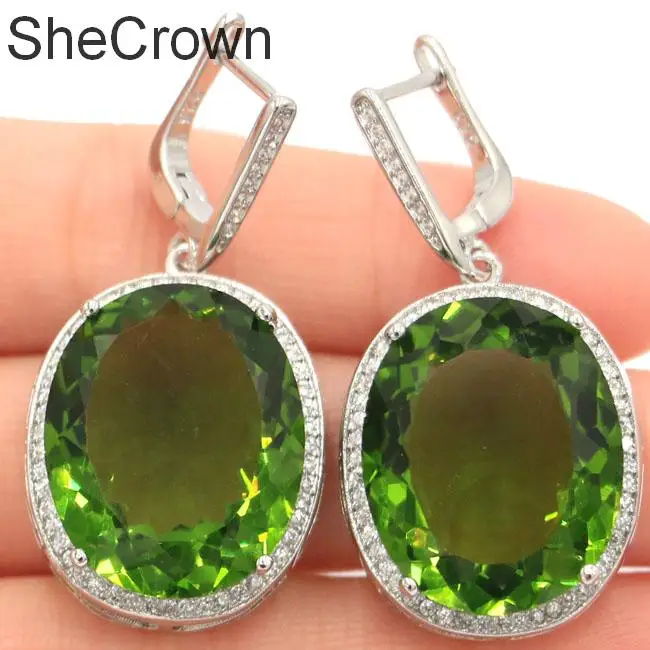 Big Gemstone 22x18mm Green Peridot White CZ Gift For Girls Silver Earrings 40x20mm
Big Gemstone 22x18mm Green Peridot White CZ Gift For Girls Silver Earrings 40x20mm