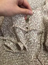 Camisa de Chifón con estampado Floral Vintage para mujer, blusa corta con cuello en V y mangas abullonadas para reducir la cintura, ML640