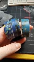 3 unids/pack clásico Van Gogh conjunto de cintas Washi estrellado adhesivo de cielo cinta DIY Scrapbooking etiqueta engomada etiqueta adhesiva