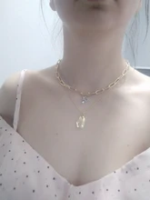 17KM-gargantilla Punk de cadena de oro grueso multicapa para mujer, collar con colgante redondo Irregular a la moda, joyería de tendencia 2021