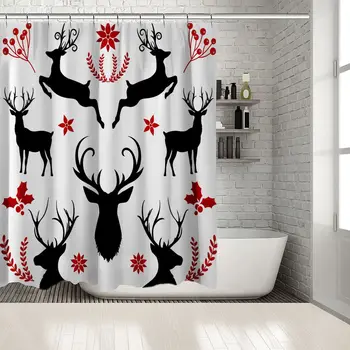 Berries Leaves Tree Branches Reindeers Horns Christmas Decorating Artwork Printed Red White Black Shower Curtain
Berries Leaves Tree Branches Reindeers Horns Christmas Decorating Artwork Printed Red White Black Shower Curtain