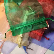 Bolsas con cordón de empaquetado de Organza para joyería, bolsitas para joyería DIY, regalo de boda, 10 Uds., 7x 9/9x12cm