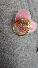 Chupete de bebé con diamantes de imitación, elegante accesorio infantil con brillantes, en color rosa