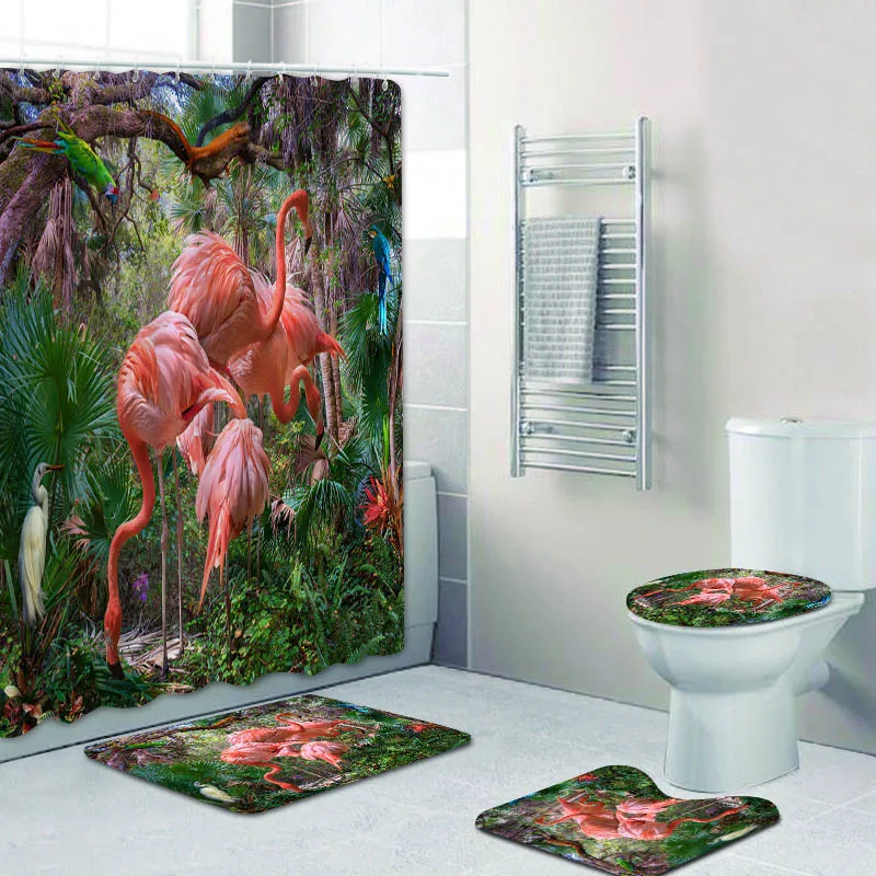 3D Portrait of Flamingo Shower Curtain Set Exotic Flamingo Flock Photo Bathroom Curtains Waterproof Bath Mats Rugs Home Decor
3D Portrait of Flamingo Shower Curtain Set Exotic Flamingo Flock Photo Bathroom Curtains Waterproof Bath Mats Rugs Home Decor