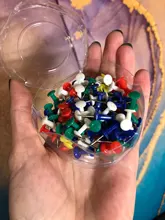 Tablero de corcho de encuadernación, Pin de plástico de colores de seguridad, alfileres de aguja de empuje de cabeza grande, tachuelas de dibujo de pared de fotos, suministros escolares de oficina, 100 Uds.