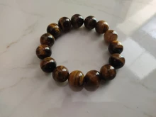 Brazalete de ojo de tigre Natural para Hombre y mujer, hilo de 4/6/8/10/12/14mm, 100%, accesorios de joyería para Hombre