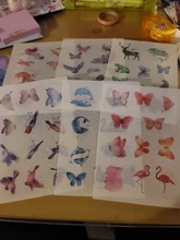6 hojas de papel Washi para decoración de ordenador y teléfono, pegatinas impermeables de animales, pájaros, ballena, mariposa, Notebook