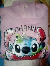 Sudaderas con capucha de Stitch de Disney para mujer, suéteres Harajuku, Tops Kawaii informales con cuello redondo, Sudadera con capucha con estampado de Ángel de manga larga