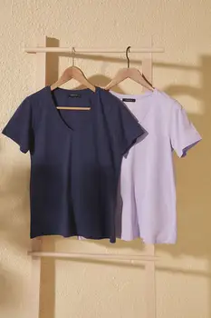 Trendyol Lilac and Navy 2'li Package 100 Cotton V-Neck Basic Knitted T-Shirt TWOSS20TS1478
Trendyol Lilac and Navy 2'li Package 100 Cotton V-Neck Basic Knitted T-Shirt TWOSS20TS1478