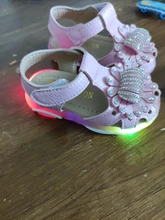 Bebés, niños, sandalias luminosas con luz LED de flores zapatos brillantes de suela blanda para niñas sandalias para bebés