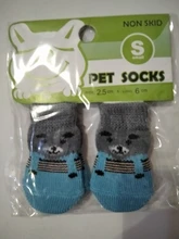 4 Uds. De zapatos de perro cachorro cálido calcetines para mascotas acrílicos suaves, Calcetines antideslizantes de dibujos animados para perros pequeños y medianos, producto para mascotas S/M/L