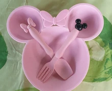 Vajilla de dibujos animados de paja de trigo para bebé, Platos para niños, Platos de cena para niños, plato de alimentación de bebé, tazón de entrenamiento, cuchara, tenedor, 3 uds.