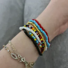 HangZhi 2020 nuevo 7 unids/set moda Simple Multicolor Boho elástico semillas cuentas pulseras para las mujeres joyería de la personalidad