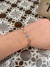 1PC 18,7-19,5 cm caliente 304 pulseras de acero inoxidable para los hombres de la joyería de las mujeres de Color oro enlace cadena Multicolor esmalte de mal de ojo pulsera para el tobillo