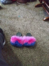 Fur Slippers Rainbow-Shoes Flip-Flops Slides Furry Fluffy Girls Kids Summer Children