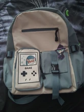 DIFA-mochila de nailon impermeable con múltiples bolsillos para mujer, bolso escolar con hebilla de inserción de color contrastante, con estampado de dibujos animados