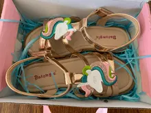 Sandalias de unicornio para niñas pequeñas, zapatos de princesa para fiesta de cumpleaños, rendimiento, oro rosa, 3t