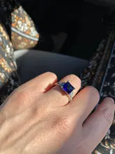 Huitan-anillo cuadrado azul con cuatro garras para mujer, diseño Vintage, Circonia cúbica de lujo, joyería femenina, anillos de boda