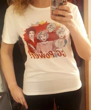 Camiseta de moda de Stay Golden para mujer, blusa blanca Vogue para mujer, Camisetas estampadas You cant Sit With Us para chica harajuku 2021