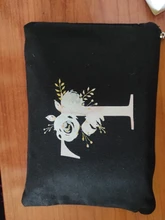 Bolsa de maquillaje para dama de honor, bolsa de cosméticos grande con patrón de letras florales, bolso de maquillaje para fiesta nupcial, neceser