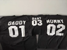 Ropa a juego para la familia, Camiseta de algodón con aspecto familiar, camisetas con estampado de letras divertidas de papá mamá chico y bebé, Tops con números para verano