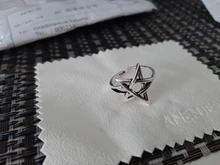 Retro tailandés Color plateado pentagrama estrella anillo ajustable para mujeres de moda regalo de fiesta, joyería S-R284