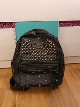 Mochila de piel sintética con remaches para mujer, morral escolar con remaches Preppy, pequeña, para viaje, 2019