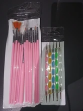 Monja 20 unids/set de Arte de uñas de acrílico extensión de Gel UV constructor patrón de pintura de DIY de dibujo de cuentas de diamantes de imitación que salpican recogiendo Kit del cepillo