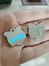 2 uds. De Collar de aluminio con etiqueta de Mascota para gato grabado personalizado, Collar de Colgante para Nombre para cachorro, placa de identificación de Gato antipérdida, accesorio