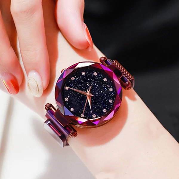 Top-Brand-Watches-For-Women-Rose-Gold-Mesh-Magnet-Buckle-Starry-Quartz-Watch-Geometric-Surface-Casual (9)