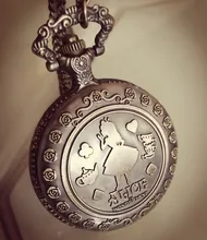 Relojes de bolsillo de cuarzo de bronce con temática de Alicia en el país de las maravillas para hombre y mujer