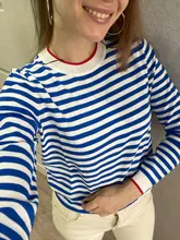 Knitted T-Shirt Tops Short-Sleeve Women Clothes Warmsway Striped Tees Woman Summer Casual