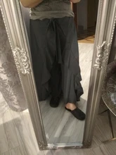 Pantalones Mujer Palazzo 2019 Causal Ruffle cordón pantalones elegante alta cintura Irregular suelto Color puro otoño mujer pantalón falda