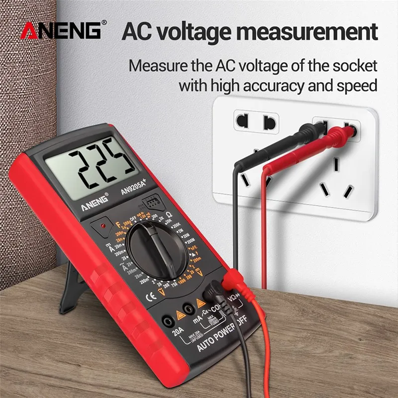 AN9205A AC DC Digital Multimeter Professional Tester LCD Display 1999 Counts Auto Range Measurement Tool Multimeter Meter
AN9205A AC DC Digital Multimeter Professional Tester LCD Display 1999 Counts Auto Range Measurement Tool Multimeter Meter