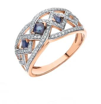 Gold ring with sapphires and diamonds sunlight sample 585 
Gold ring with sapphires and diamonds sunlight sample 585