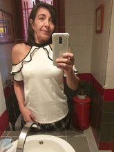 Blusa informal sin mangas con cuello levantado para mujer, blusa femenina elegante de estilo informal para tiempo libre, con volantes y encuadernación en contraste, color blanco elegante, 2019