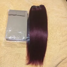 Rebecca-mechones de pelo liso brasileño tejido, 4 mechones, 190g, negro, marrón, rojo, cabello humano en 6 colores #1 # 1B #2 #4 # 99J # Burgundy