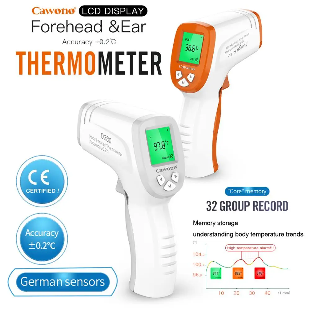 Forehead Ear Wrist Medical Grade Infrared Digital Thermometer Non Contact Body Temperature Fever Measure Test
Forehead Ear Wrist Medical Grade Infrared Digital Thermometer Non Contact Body Temperature Fever Measure Test