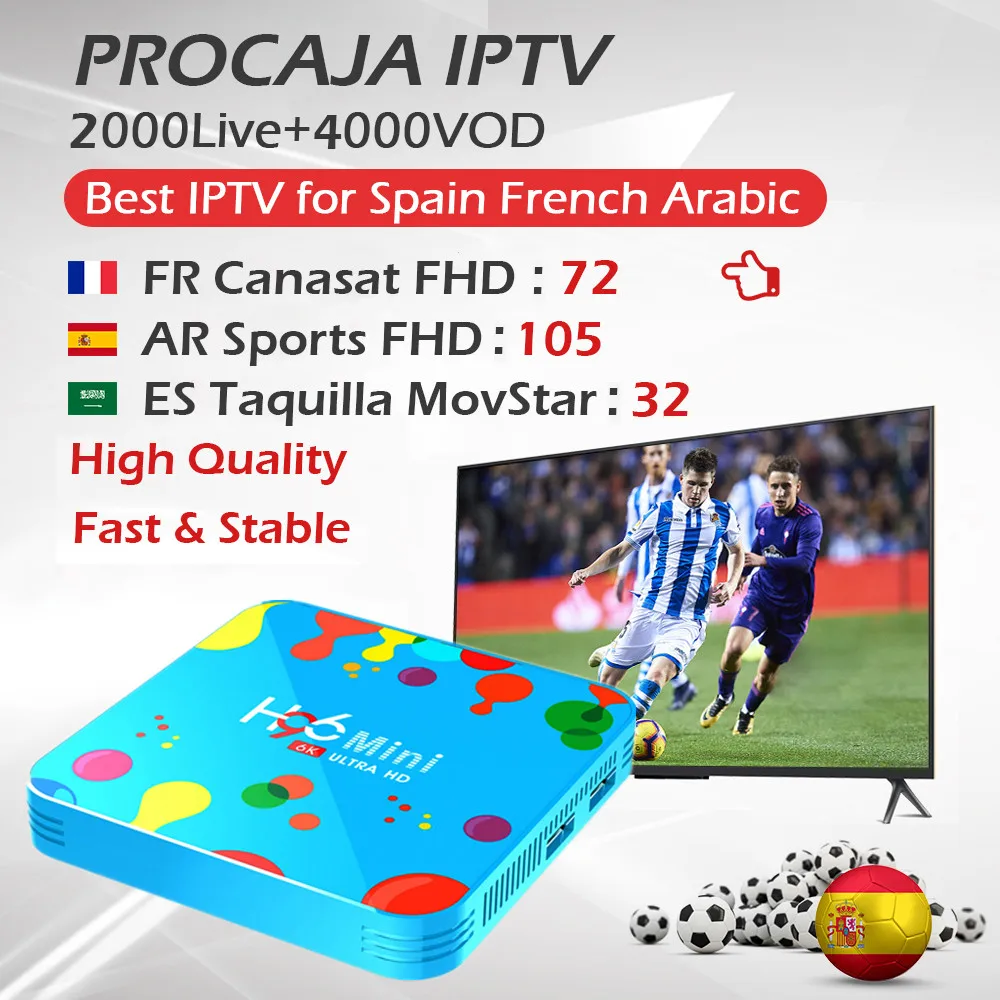 Spanish IPTV Subscription Portugal Europe IPTV Arabic sports FHD H96MINI Android 9.0 Allwinner H6 4G 64G/128G WiFi 6K TV Box
Spanish IPTV Subscription Portugal Europe IPTV Arabic sports FHD H96MINI Android 9.0 Allwinner H6 4G 64G/128G WiFi 6K TV Box