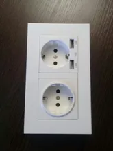 SRAN-enchufe eléctrico de pared con conexión a tierra, indicador LED oculto, enchufe doble con usb, 146x86mm