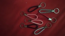 LLavero de cuero trenzado de PU para hombre y mujer, 1 Uds. De cuerda tejida, bolsa de bricolaje, colgante, soporte para llavero, llavero de trinquete de coche, llavero