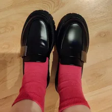 Mocasines De piel sintética para Mujer, Zapatos planos De plataforma con punta redonda, color negro, 2021, envío directo, 2020