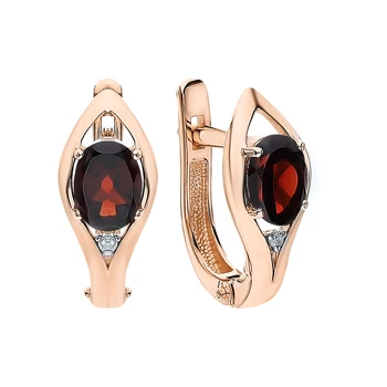 Gold earrings with garnet and diamonds sunlight sample 585
Gold earrings with garnet and diamonds sunlight sample 585