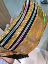 AIREEBAY-riñonera holográfica plateada para mujer, bolso de cintura brillante de viaje, a la moda para chicas, de cuero con holograma