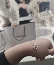 Pulsera de circón con doble círculo geométrico para mujer, brazalete de corazón de plata 925, moderno, regalo de San Valentín